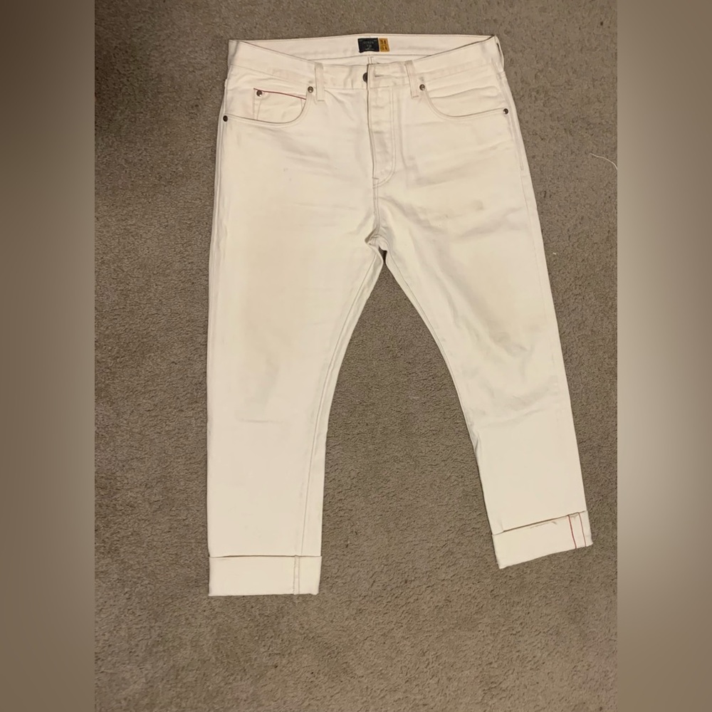 J Crew 770 12.75oz Japanese Selvedge Men's Cream Denim Jeans